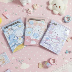 Bloco de anotações com prancheta urso astronauta