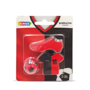 Kit Borrachas Futebol-Preto e Vermelho
