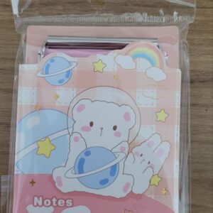 Bloco de anotações com prancheta Urso astronauta rosa