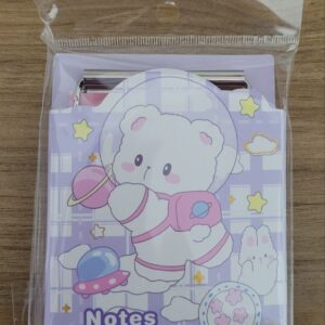 Bloco de anotações com prancheta Urso astronauta roxo